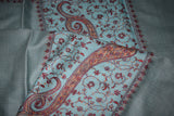 Embroidered fine wool stole 28x80 inch