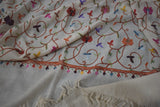 Embroidered stole fine wool 28x80 inch