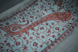 Embroidered fine wool stole 28x80 inch