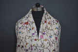 Embroidered stole fine wool 28x80 inch