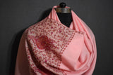 Embroidered fine wool stole 28x80 inch
