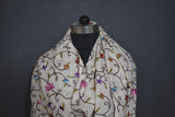 Embroidered stole fine wool 28x80 inch