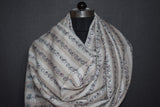 Embroidered fine wool stole 28x80 inch