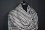 Embroidered fine wool stole 28x80 inch