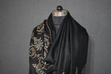 Hand embroidered pashmina shawl black 40X80 inch