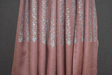 Embroidered stripe stole fine wool 28x80 inch