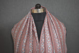 Embroidered stripe stole fine wool 28x80 inch