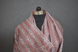 Embroidered stripe stole fine wool 28x80 inch