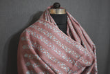 Embroidered stripe stole fine wool 28x80 inch
