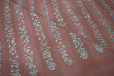 Embroidered stripe stole fine wool 28x80 inch