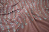 Embroidered stripe stole fine wool 28x80 inch