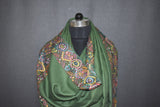 Hand embroidered pashmina shawl 40X80 inch  Green