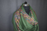 Hand embroidered pashmina shawl 40X80 inch  Green