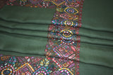 Hand embroidered pashmina shawl 40X80 inch  Green