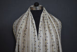 Embroidered stripe stole fine wool 28x80 inch
