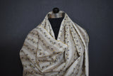 Embroidered stripe stole fine wool 28x80 inch