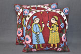 Chain stitch cushion covers set of 2pcs