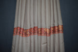Fine wool Embroidered shawl beige 40x80 inch