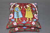 Chain stitch cushion covers set of 2pcs