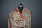 Fine wool Embroidered shawl beige 40x80 inch