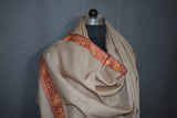 Fine wool Embroidered shawl beige 40x80 inch