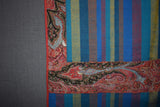 Antique pashmina trim shawl 40x80 inch