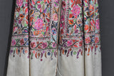 embroidered pashmina white jamma shawl 40X80 inch