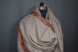 Fine wool Embroidered shawl beige 40x80 inch