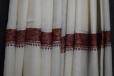 Fine wool Embroidered shawl white 40x80 inch