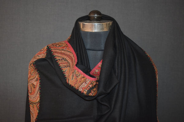 Anqtique pashmina trim shawl 28x80 inch