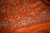 Hand embroidered pashmina jall shawl 40X80 inch orange