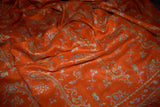 Hand embroidered pashmina jall shawl 40X80 inch orange