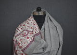 Embroidered stole fine wool 28x80 inch