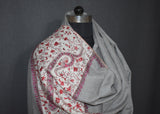 Embroidered stole fine wool 28x80 inch