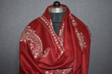 Embroidered stole fine wool 28x80 inch