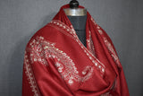 Embroidered stole fine wool 28x80 inch