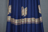 Embroidered shawl fine wool blue 40x80 inch