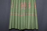 Embroidered shawl fine wool green 40x80 inch