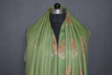 Embroidered shawl fine wool green 40x80 inch