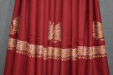 Embroidered shawl fine wool maroon 40x80 inch