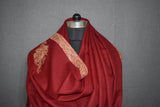 Embroidered shawl fine wool maroon 40x80 inch