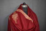 Embroidered shawl fine wool maroon 40x80 inch