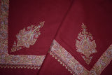 Embroidered shawl fine wool maroon 40x80 inch