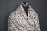 Embroidered shawl fine wool check 40x80 inch