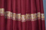 Embroidered shawl fine wool maroon 40x80 inch