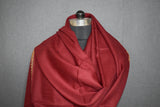 Embroidered shawl fine wool maroon 40x80 inch