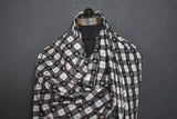 Embroidered fine wool check shawl 40x80 inch