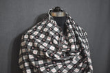 Embroidered fine wool check shawl 40x80 inch