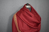 Embroidered shawl fine wool maroon 40x80 inch