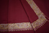 Embroidered shawl fine wool maroon 40x80 inch
